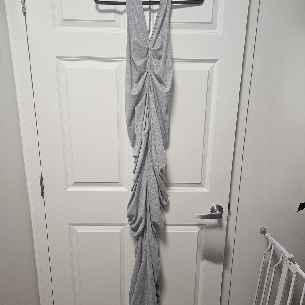 Elegant Gray Draped Dress